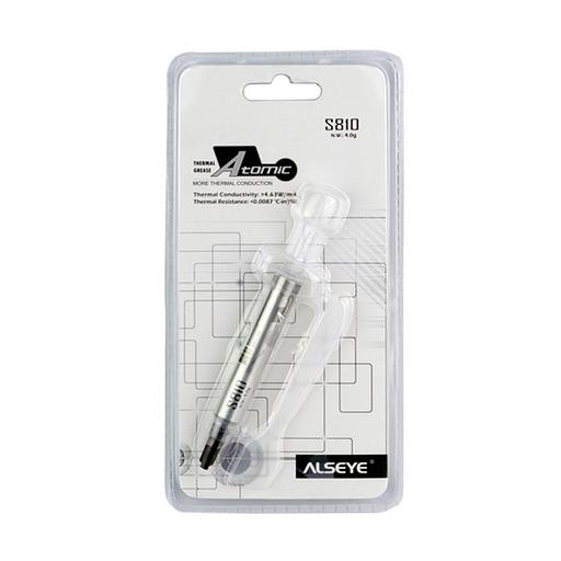 S-810 Color: Grey
Thermal Conductivity: >4.63 W/m-K Thermal
Impdedance: <0.0087?-in2/W Specific Gravity:
>3.15 Viscosity: 12500
Thixotropic Index: 280 ±10 1/10mm Moment
Beared Temperature: -50-300?
Operation Temperture: -30-280?; silicon conpounds:15% фото 2