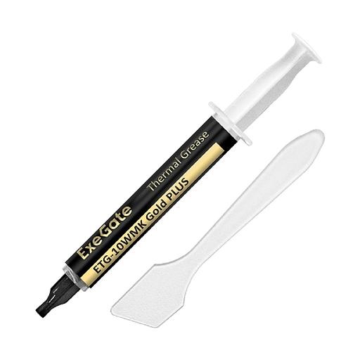 Exegate EX296086RUS Термопаста ExeGate ETG-10WMK Gold PLUS (10,4 Вт/(м•К), 4г, шприц с лопаткой) фото 1