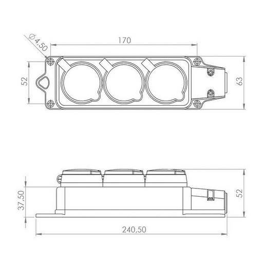 REXANT 111-126 Розетка каучуковая 3 гнезда с крышкой (колодка) желтая, с/з, 16А, IP54 фото 3