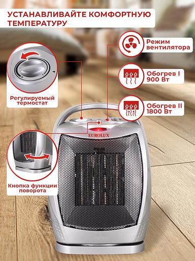 Тепловентилятор Eurolux ТВК-EU-2 1800Вт серый фото 9