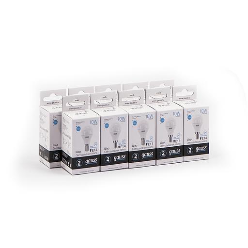 Лампа светодиодная Gauss Elementary 10Вт цок.:E14 шар 220B 4100K св.свеч.бел.нейт. (упак.:1шт) (53120) фото 4