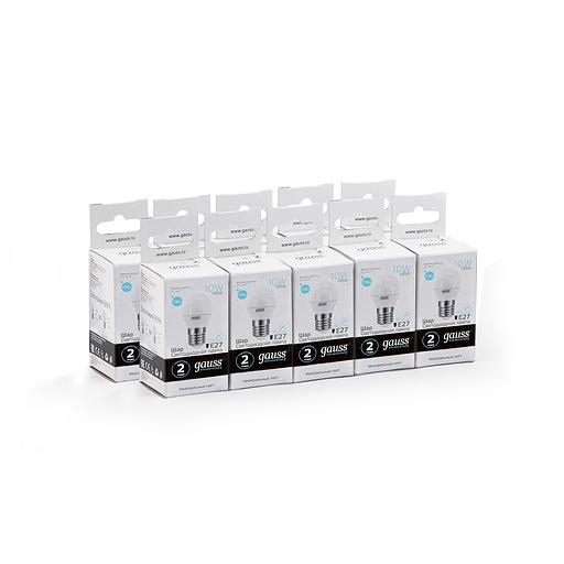 Лампа светодиодная Gauss Elementary 10Вт цок.:E27 шар 220B 4100K св.свеч.бел.нейт. (упак.:1шт) (53220) фото 3