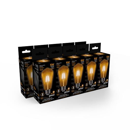 Лампа филам. Gauss Filament ST64 6Вт цок.:E27 эдисон 220B 2400K св.свеч.бел.теп. (упак.:1шт) (102802006) фото 4