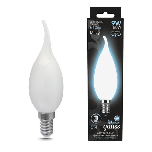 Лампа светодиодная Gauss Filament 104201209 9Вт цок.:E14 свеча 220B 4100K св.свеч.бел.нейт. (упак.:10шт) фото 2