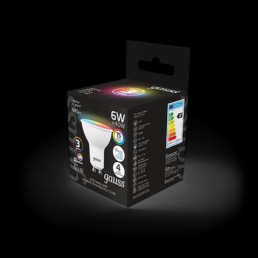 Лампа светодиодная Gauss 101106406 6Вт цок.:GU10 софит 175B св.свеч.RGBW MR16 (упак.:1шт) фото 4