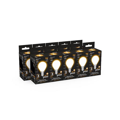 Лампа светодиодная Gauss Filament 105201109 9Вт цок.:E14 шар 220B 3000K св.свеч.бел.теп. (упак.:10шт) фото 4