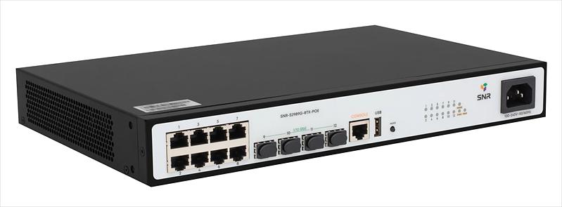 Коммутатор Управляемый PoE коммутатор уровня 2, 8 портов 10/100/1000Base-T с поддержкой PoE, 4 порта 1/10G SFP+, POE 125 Ватт (SNR-S2989G-8TX-POE) фото 2