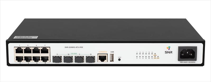 Коммутатор Управляемый PoE коммутатор уровня 2, 8 портов 10/100/1000Base-T с поддержкой PoE, 4 порта 1/10G SFP+, POE 125 Ватт (SNR-S2989G-8TX-POE) фото 3