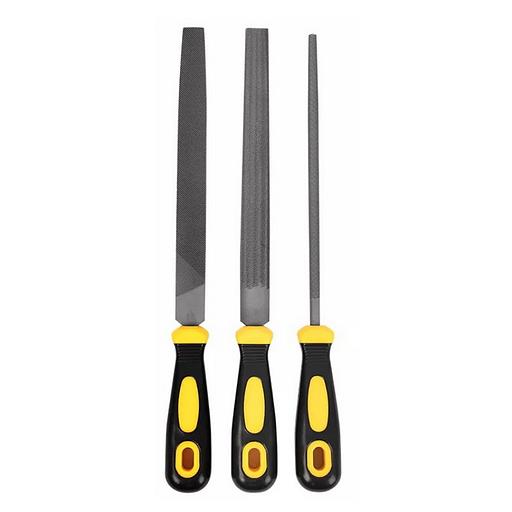 Набор напильников Deli DL352083 3шт инструментальная сталь T12, обрезиненная пластиковая рукоятка фото 1