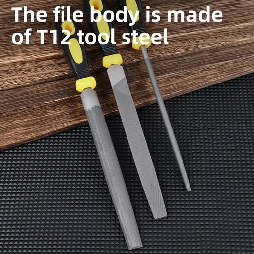 Набор напильников Deli DL352083 3шт инструментальная сталь T12, обрезиненная пластиковая рукоятка фото 5