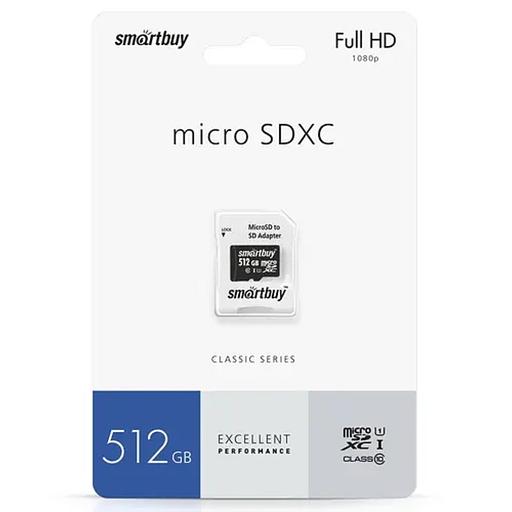 Micro SecureDigital 512GB Smartbuy Class10 UHS (с адаптером SD) фото 1