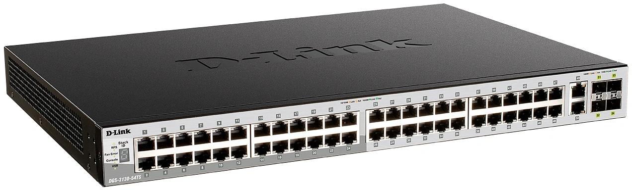 Коммутатор D-Link DGS-3130-54PS/B (L3) 48x1Гбит/с 2x10Гбит/с 4SFP+ 48PoE+ 370W управляемый фото 2