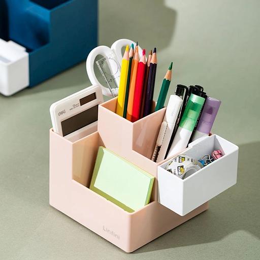 Подставка Deli EZ072PINK Linfini 6отд. для письменных принадлежностей 120x120x123мм розовый фото 4