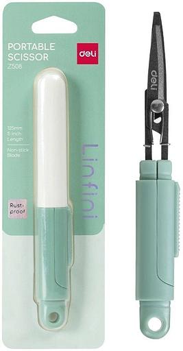 Ножницы Deli EZ508GREEN EZ508 Linfini портативные 125мм ручки пластиковые сталь зеленый блистер фото 1