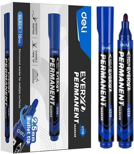 Маркер перманентный Deli EU216-BL Everyu круг. пулевидный пиш. наконечник 2.5мм заправляемый синий фото 1