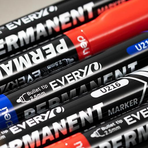 Маркер перманентный Deli EU216-RD Everyu круг. пулевидный пиш. наконечник 2.5мм заправляемый красный фото 4