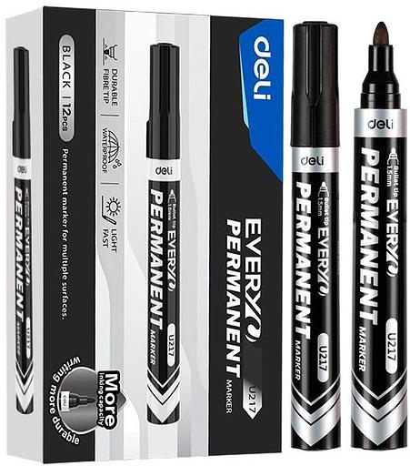 Маркер перманентный Deli EU217-BK Everyu круг. пулевидный пиш. наконечник 1.5мм заправляемый черный фото 1
