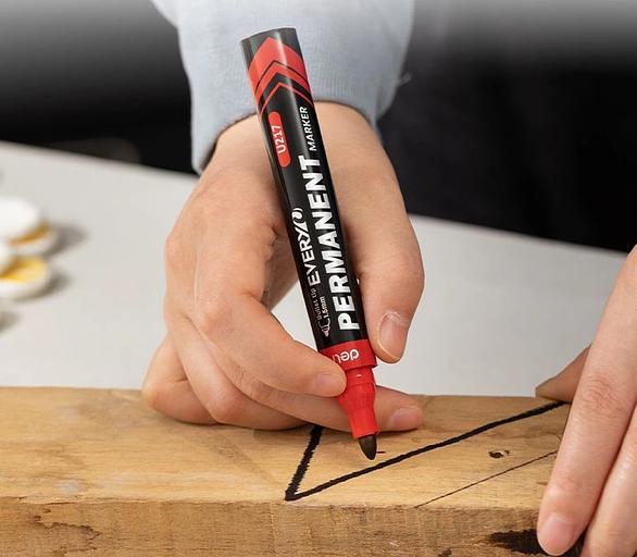 Маркер перманентный Deli EU217-BK Everyu круг. пулевидный пиш. наконечник 1.5мм заправляемый черный фото 2