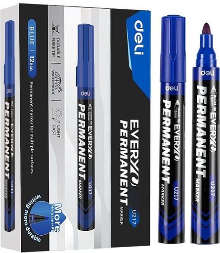 Маркер перманентный Deli EU217-BL Everyu круг. пулевидный пиш. наконечник 1.5мм заправляемый синий фото 1