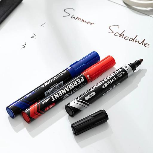 Маркер перманентный Deli EU217-BL Everyu круг. пулевидный пиш. наконечник 1.5мм заправляемый синий фото 2