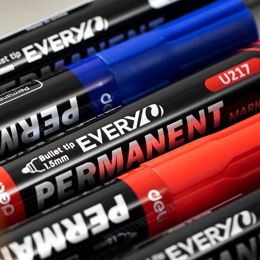 Маркер перманентный Deli EU217-BL Everyu круг. пулевидный пиш. наконечник 1.5мм заправляемый синий фото 4