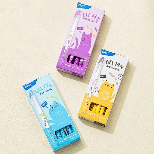 Ручка гелев. Deli (EG81-BL) ассорти син. черн. линия 0.5мм фото 3