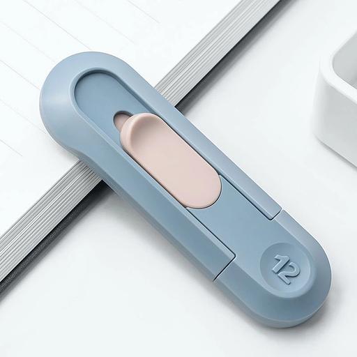 Нож канцелярский Deli ENS065-BL ENS065 шир.лез.12мм пластик синий фото 3