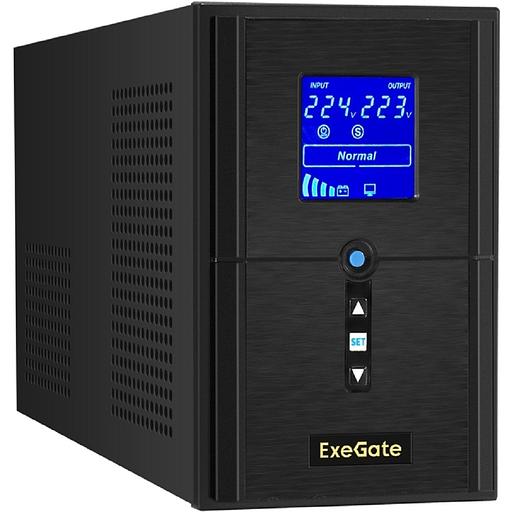 Exegate EX295981RUS ИБП (инвертор, синус, для котла) ExeGate SineTower SN-1000.LCD.AVR.2SH.1C13.USB <1000VA/800W, чистая синусоида, LCD дисплей, AVR, 2*Schuko+1*C13, USB, линейно-интерактивный, Black> фото 1
