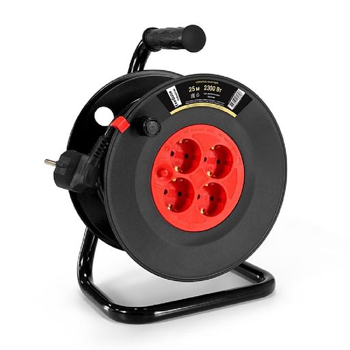 Exegate EX295740RUS Удлинитель на катушке ExeGate industrial ECS-10-3-25 (4 евророзетки с заземлением, IP20, 25м, защита от детей, защита от перегрузки, 3х1,0мм2, 10А/2.3кВт) фото 1