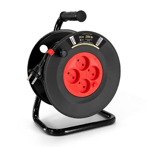 Exegate EX295744RUS Удлинитель на катушке ExeGate industrial ECS-10-2-25 (4 евророзетки, IP20, 25м, защита от детей, защита от перегрузки, 2х1,0мм2, 10А/2.3кВт) фото 1