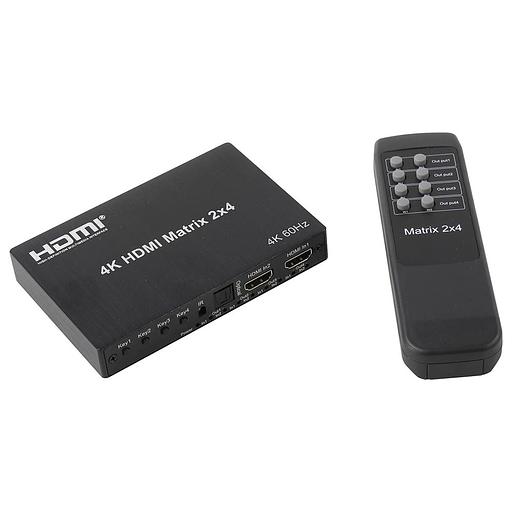 ORIENT HSP0204HN-2.0, HDMI матричный переключатель/разветвитель 2->4 с аудиовыходами, UHD 4K/60Гц (3840x2160), HDR, HDMI 2.0, HDCP 2.2, пульт ДУ, внешний БП 5В/2A, метал.корпус (33266) фото 1
