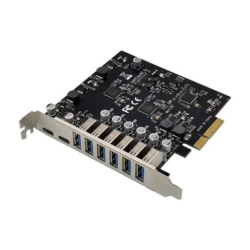 ORIENT AM-U3142PE-6A2C, Контроллер PCI-Ex4 v3.0, USB 3.2 Gen2, скорость до 10 Гбит/с, 8-port ext (6xType-A + 2xType-C), ASM3142+VL820-Q8 chipset, Self powered (33230) фото 1