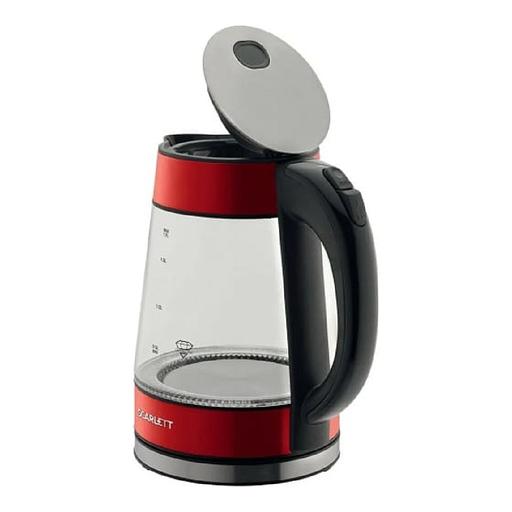 Чайник электрический, Scarlett, SC-EK27G79, Мощность 2200 Вт, Объем 1.7 л, Материал корпуса: Стекло, Индикатор уровня воды, Внутренняя подсветка, Фильтр, Красный фото 1