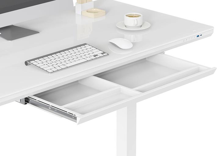 Стол для компьютера Cactus с электроподъемником столешница стекло белый каркас белый (CS-EGD-WWT) фото 7