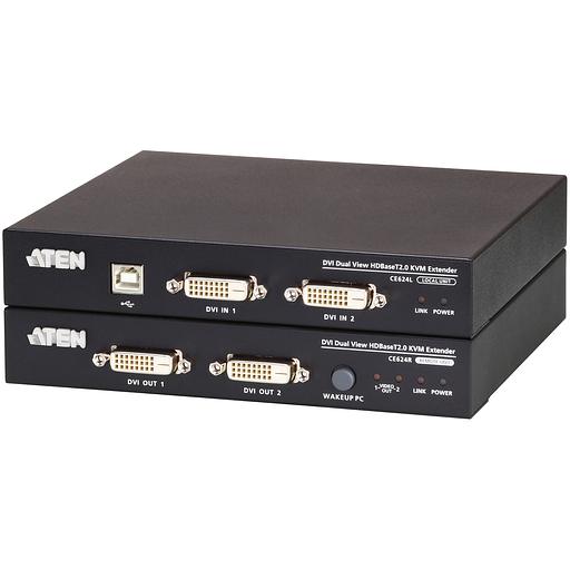 USB, DVI, КВМ-удлинитель c поддержкой Dual View и HDBaseT™ 2.0 (1920 x 1200 100 м) ATEN CE624 фото 1