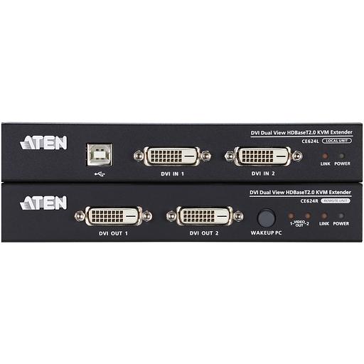 USB, DVI, КВМ-удлинитель c поддержкой Dual View и HDBaseT™ 2.0 (1920 x 1200 100 м) ATEN CE624 фото 2