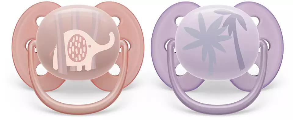 Пустышка ultra soft, слоник/пальмы, 0-6 мес., 2 шт. Philips SCF091/09 фото 1