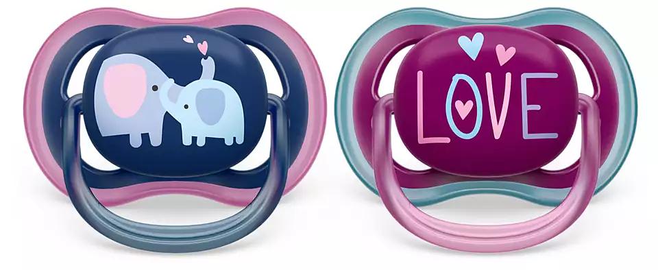 Пустышка ultra air, слоники/LOVE, 18+ мес., 2 шт. Philips SCF349/22 фото 3