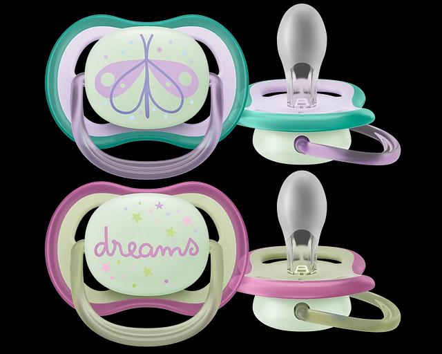 Пустышка ultra air, ночная, мотылек/DREAMS, 0-6 мес., 2 шт. Philips SCF376/19 фото 1