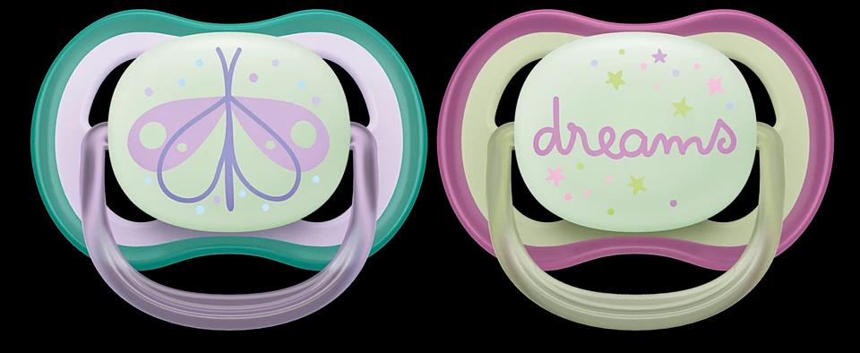 Пустышка ultra air, ночная, мотылек/DREAMS, 0-6 мес., 2 шт. Philips SCF376/19 фото 2