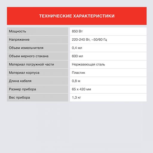 Блендер погружной Starwind SBP2201 850Вт красный/черный фото 6