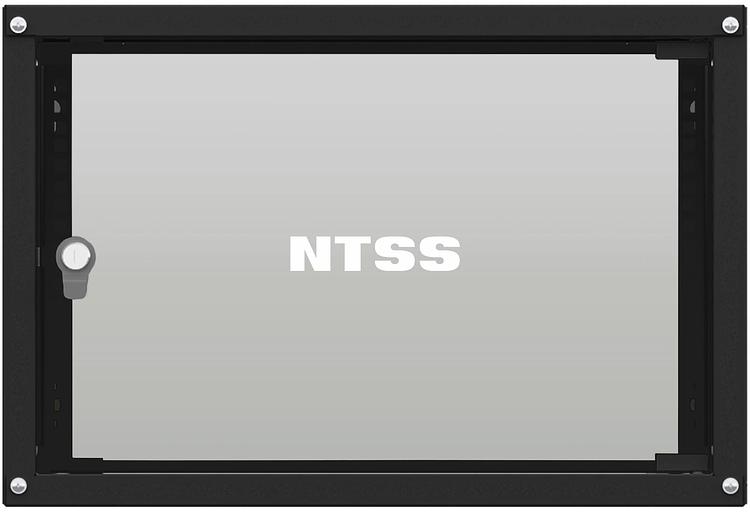 Шкаф коммутационный NTSS LIME (NTSS-WL6U5535GS-BL) настенный 6U 550x350мм пер.дв.стекл несъемн.бок.пан. 30кг черный фото 1