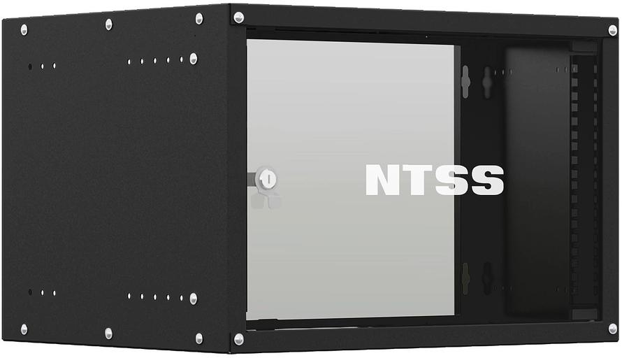 Шкаф коммутационный NTSS LIME (NTSS-WL6U5535GS-BL) настенный 6U 550x350мм пер.дв.стекл несъемн.бок.пан. 30кг черный фото 2