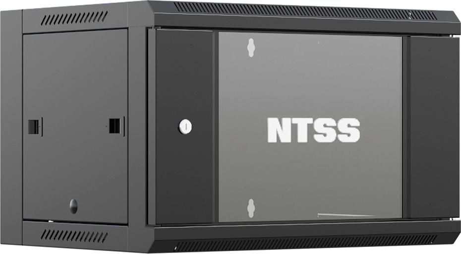 Шкаф коммутационный NTSS (NTSS-W9U6045GS-BL) настенный 9U 570x450мм пер.дв.стекл 60кг черный 20кг фото 2