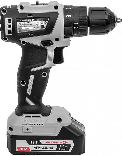 ИНТЕРСКОЛ ДАУ-10/18В 44 МиниМАКС бесщеточная аккум. дрель-шуруп [769.2.2.45] { Li-ion, кейс, 2 аккум., 2,5 Ач, ЗУ } фото 3