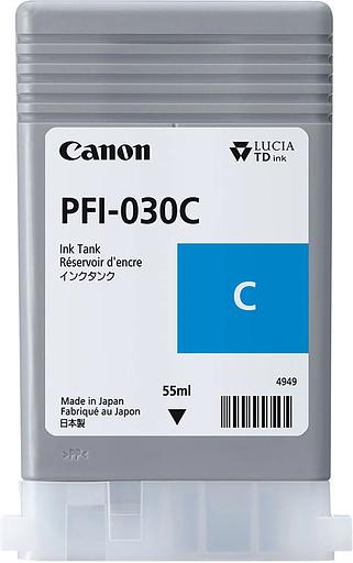 Картридж струйный Canon PFI-030C 3490C001АА голубой (55мл) для Canon imagePROGRAF TA-20, TA-30, TM-240, TM-340. фото 1