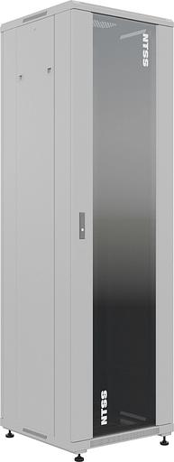Шкаф коммутационный NTSS Премиум (NTSS-R18U6060GS) напольный 18U 600x600мм пер.дв.стекл металл 900кг серый фото 1