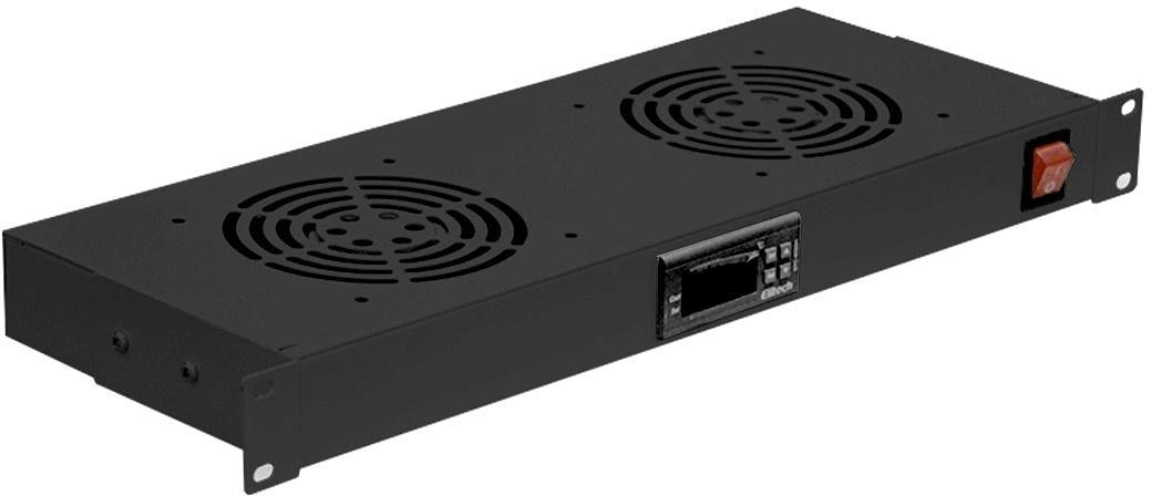 Модуль вентиляторный NTSS (NTSS-FAN2/19T-BL) 2 вент. с термостатом с контроллером черный (упак.:1шт) фото 1