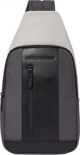 Рюкзак слинг мужской Piquadro Brief2 Special CA4536BR2S/GRN серый/черный нейлон/натур.кожа фото 1
