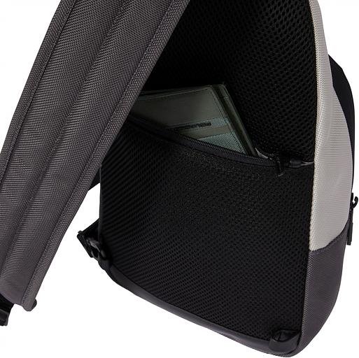 Рюкзак слинг мужской Piquadro Brief2 Special CA4536BR2S/GRN серый/черный нейлон/натур.кожа фото 5